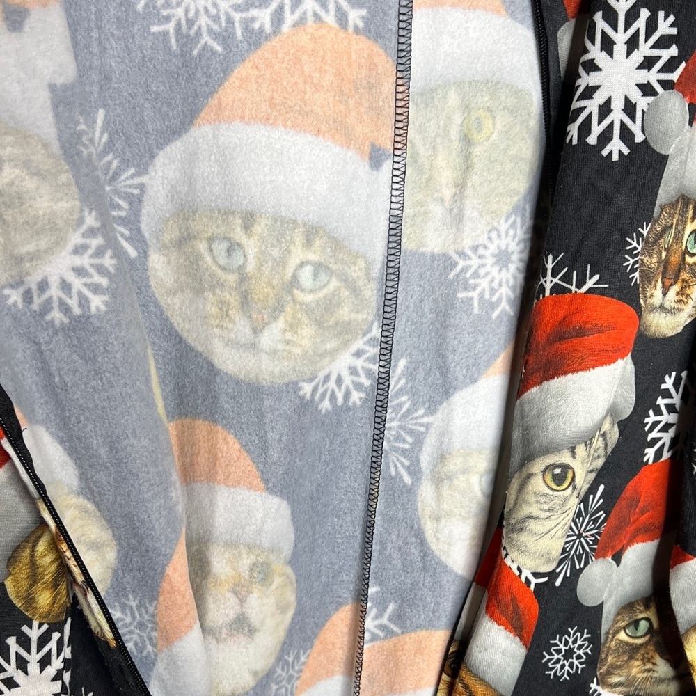 Dec 25th Cat Santa Hat Snowflake Christmas One Piece Pajamas - Picture 5 of 6